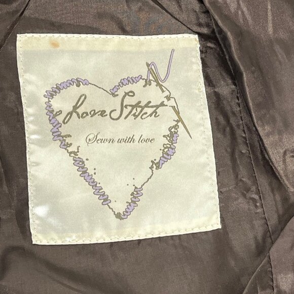 Love Stitch Embroidered Fitted Jacket Blazer Brown Women's Sz. M - Picture 12 of 14